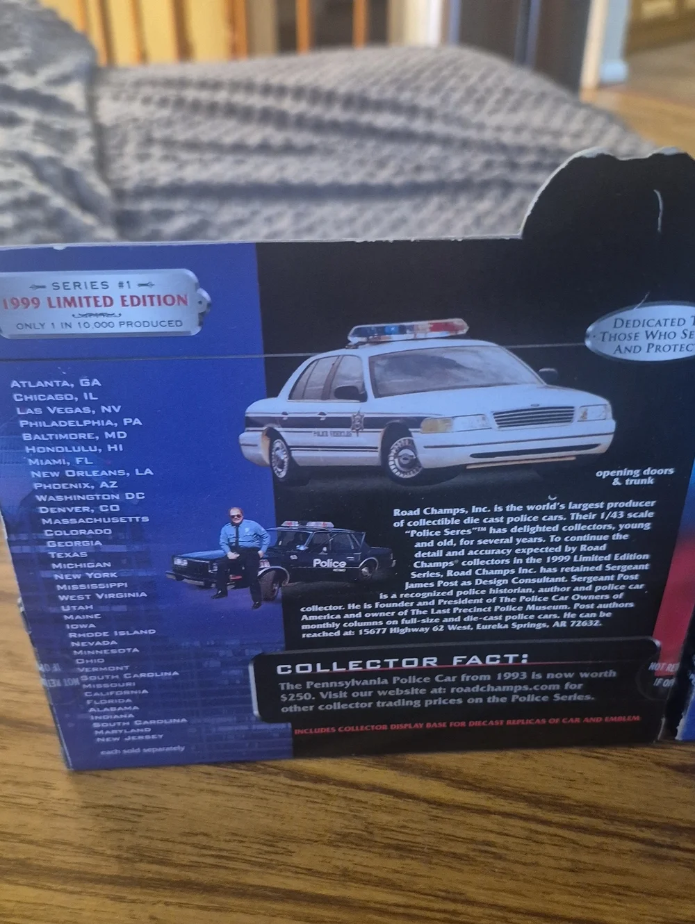 New In Box Lot3 Champion White Police Car Toy -Packaged Collectible. Dated 1999